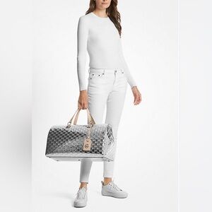 MICHAEL MICHAEL KORS Grayson ExtraLarge Logo Embossed Patent WeekenderBag.New